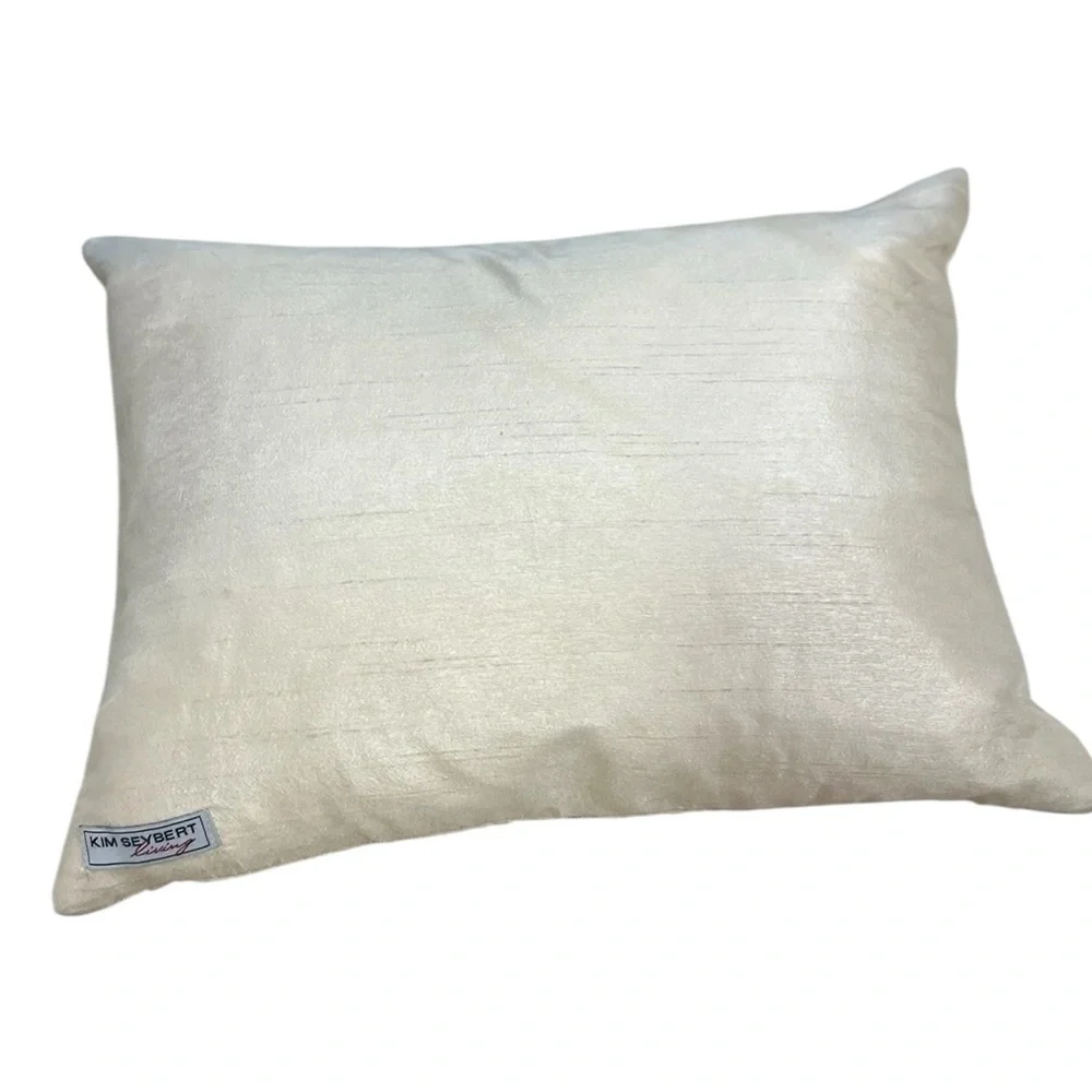 Kim Seybert Living Throw Pillow Embroidered Blue Silver 12” x 16” Down Insert